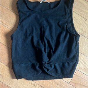 Lame Tree Black Tie Front Tank Top